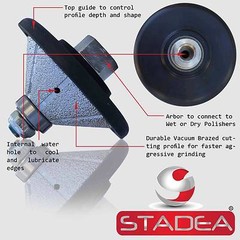 DIAMOND PROFILE WHEEL Bit Bevel 1″ E25 4 Grinder Wet Polisher Granite Concrete
