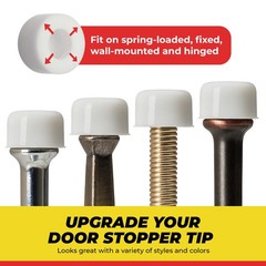 Premium Rubber Door Stop Stud Replacement Tips – Doorstopper Bumpers, White