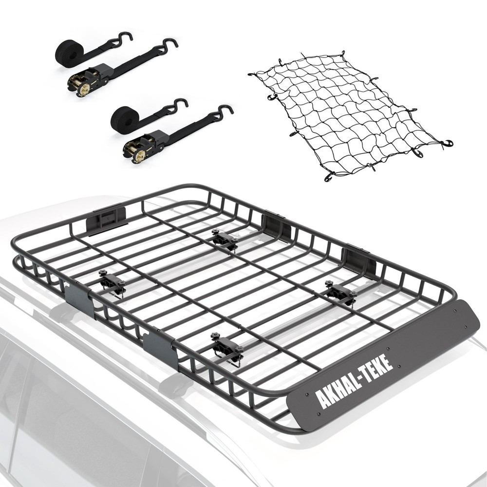 Roof Rack Basket, Upgraded 64″x 39″x 4″ Roof Rack Cargo Carrier with 3′ X 4′ …