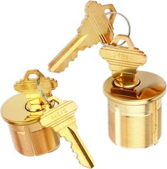 2PCS Brass Mortise Lock Cylinders 1″ SC Keyway Standard Commercial Door Lock