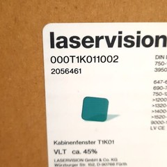 Laservision 000T1K011002 Laser Safety Window, 297x210mm, OD8+ @ 750-1200nm