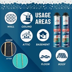 Spray Foam Insulation Kit (12 x 32.80 oz/930 gr – 240 Board ft), Self-Expanding