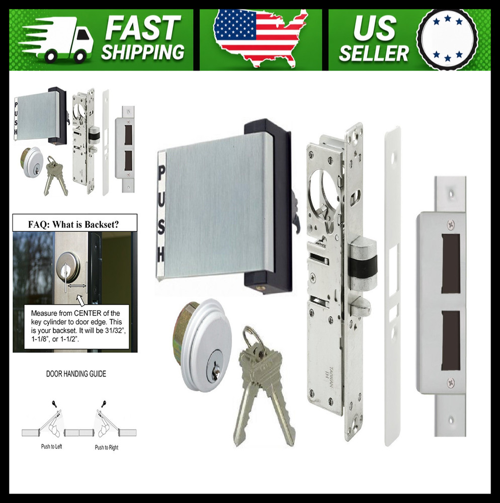 Adams Rite Style Deadlatch Storefront Door Set, Push Paddle, Right Hand
