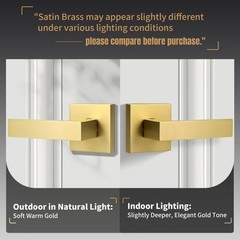 Passage Door Handle, Brushed Gold Door Handles, Heavy Duty Passage Function D…
