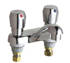 Chicago Faucets Low Arc Bathroom Faucet 802-V665ABCP, 802, Centerset, Brass