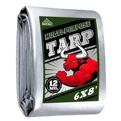 12mil Heavy Duty Waterproof Tarp 6x8FT, Extra Thick Polyethylene Cover in Gre…