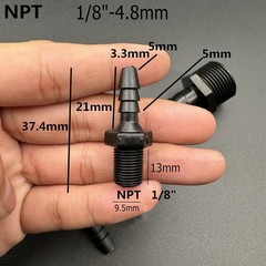 Male NPT Threaded Plastic Hose Pipe Fitting Straight Hosetail Connector Barbed