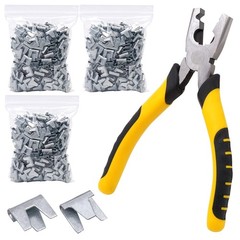 900pcs Rabbit Chicken Wire Cage Clips with Fence Pliers Hog Rings Yellow