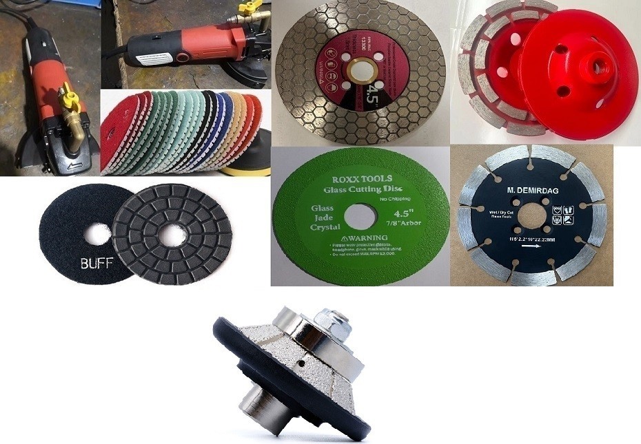 16PCS Wet Polisher Diamond Tool Kit w/ E30 BEVEL Router Bit Granite Marble Stone