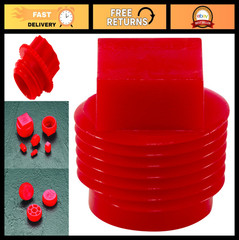 Plastic Threaded Pipe Plug 1/4″ NPT, Tapered & Straight, Temporary Seal, Red, 10