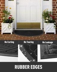 tchdio Door Mat Outdoor Indoor Entrance Doormat-Semicircular Durable Rubber N…