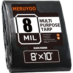 8×10 FT Tarp Waterproof 8 Mil Poly Tarps Medium Duty Waterproof, UV Resistant…