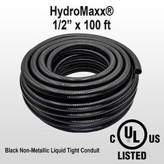 1/2″ x 100′ Black Flexible Liquid Tight, Non-Metallic Conduit – UL Listed