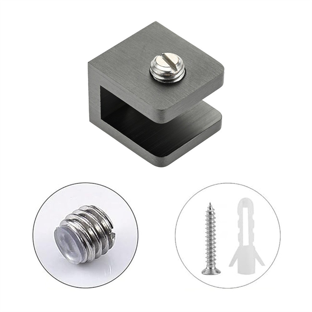 4/12Pcs Glass Clamps w Screws Matte Black Glass Shelf Bracket Glass Clip Support