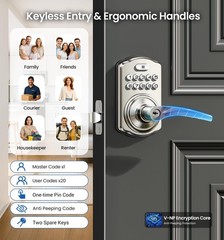 Keypad Door Lock with Handle, Keyless Entry for Front Door Bedroom, Electron…