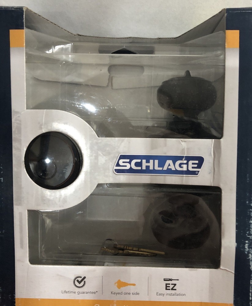 Schlage Georgian Aged Bronze Keyed Entry Door Knob Lock Deadbolt Combo GEO 716