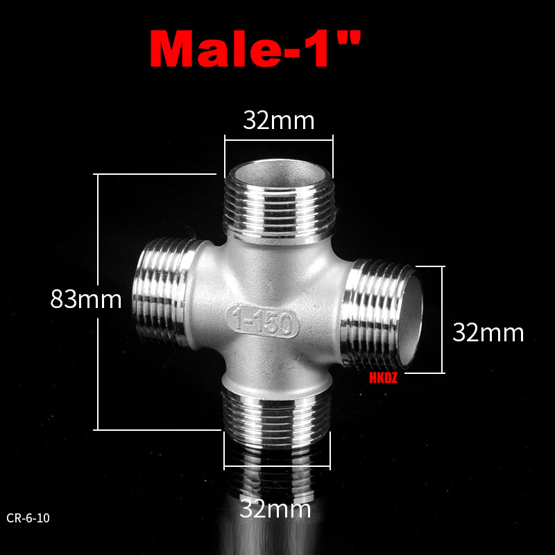 304 Stainless Steel 4 Way Pipe Fitting BSP Thread Female/Male Connector Adaptor