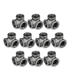 1/2″ 3-Way Side Outlet Elbow, Home TZH Cast Malleable Iron 3 0.5 Inch, Gray