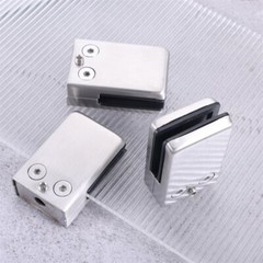 8Pcs Square Glass Clamps Brushed Nickel 64x42x24mm for Glass Shelves Bathroom