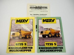 2 Brochures Moxy 6225S 7235S Dump Truck + Special Print 1988
