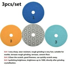 Dry/Wet 3 Step Diamond Polishing Pads 4-inch for Granite Marble Concrete