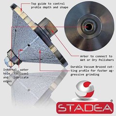DIAMOND PROFILE WHEEL Bit Bevel E40 Grinder Wet Polisher Granite Concrete