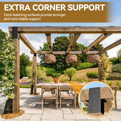 2Pcs 4×4 Pergola Brackets for Wood Post – 14 Gauge Steel Post Top Rafter Conn…