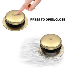 All Metal Tip-Toe Bathtub Drain Kit with Two-Hole Overflow Brushed Gold