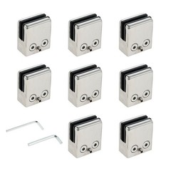 8Pcs Glass Clamps Brushed Nickel for 8mm-10mm Glass Shelf Bracket Clip Support