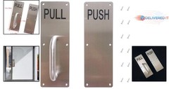 Stainless Steel Door Handle Set Pull Push Plates Commercial 11.8×3.2 Inches