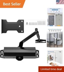 Medium Hydraulic Door Closer No Slam – LetBlack Finish for Home & Commercial Use