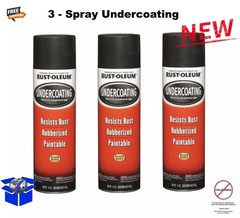 3 – Undercoating Spray Cans Rubberized Black Aerosol Stops Rust Formula