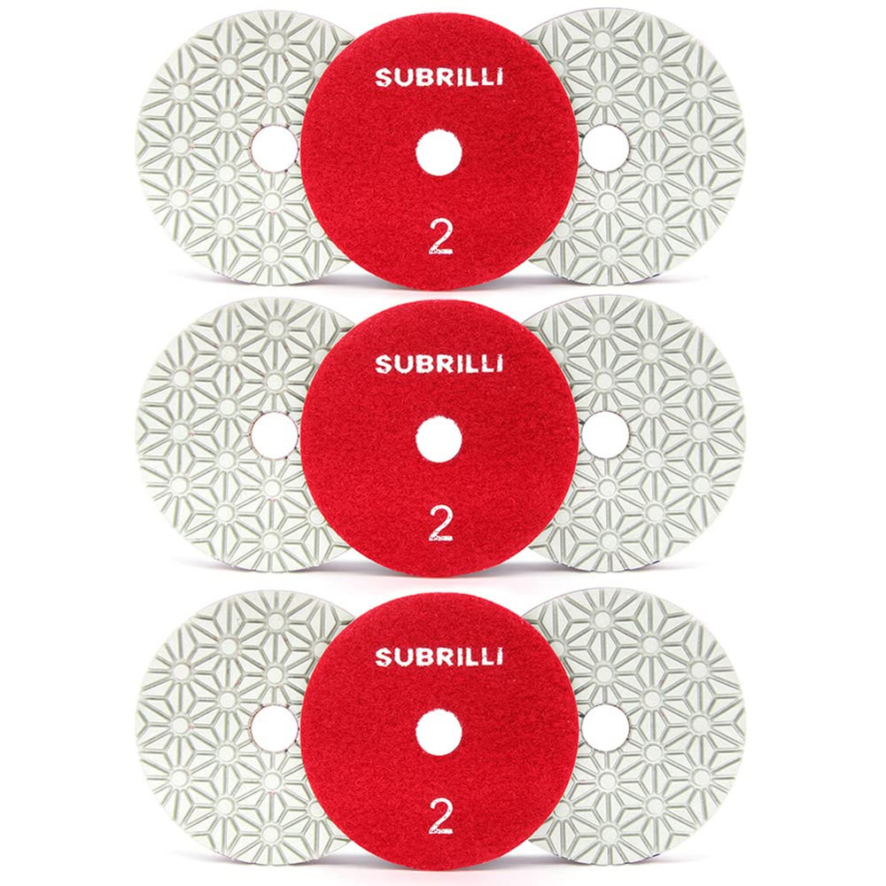 4″ Dry/Wet 3 Step Diamond Polishing Pads 9-Pcs Step 2 for Granite Marble Quartz