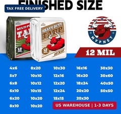 Tarp 10×30 ft Heavy Duty 12mil 100% Waterproof High Durability Multipurpose,Uv R