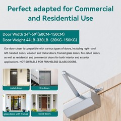 Automatic Door Closer, Adjustable Self Closing, Backcheck Function, ADA Complian