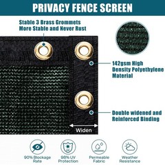 UIRWAY Fence Privacy Screen 5ft x 50ft Green, Heavy Duty 170GSM 90% Visibilit…