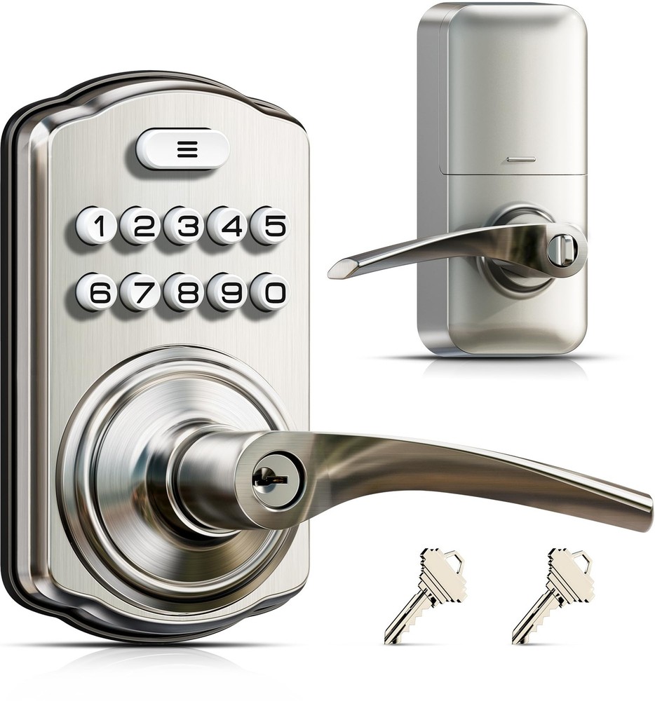 Keypad Door Lock with Handle, Keyless Entry for Front Door Bedroom, Electron…