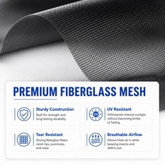 Furloroyal 48″ x 118″ Window Screen Replacement Mesh, Black x 118″,