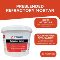 Tenon Refractory Mortar – High Temperature Mix for 10 Pounds, White