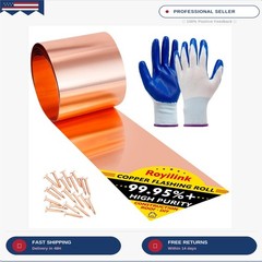 Royilink Copper Flashing 28 Gauge (0.012’/0.3mm) Thickness, 4in x 10ft, ASTM B15