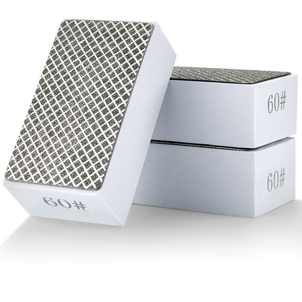 3 Pcs Diamond Hand Polishing Pads, 60 Grit Diamond Sanding Pad Reusable Sandi…