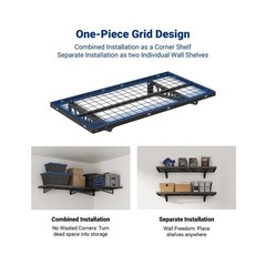 FLEXIMOUNTS 2 Pack 2x4ft Corner Wall Shelving with 4 Hooks, 24×48 inch Garage…