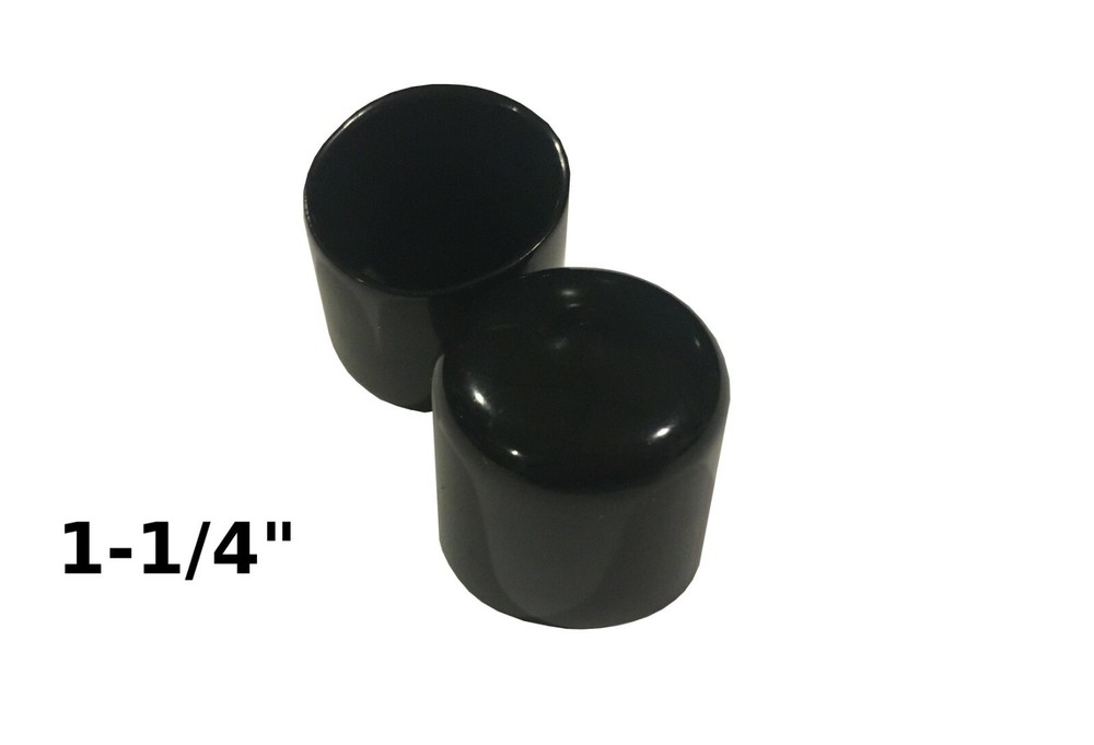 1 1/4″ 1.25 inch Round Black Vinyl Plastic Tube Tip End Cap (2,4,10,20,50)