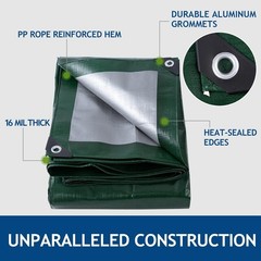 16 Mil Heavy Duty Waterproof Tarps, 8×10 Ft Finished Size Tarps, Premium Tarp…