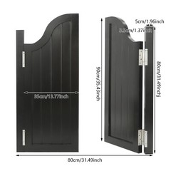 2 Doors Black Swing Solid Wood Door 180?? Partition Door w/ 4 Hinges for Shop US