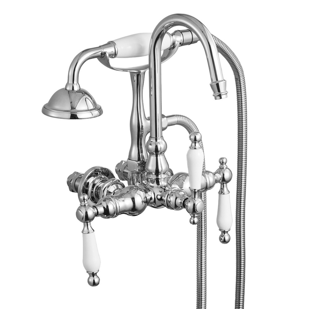 Wall – Mounted Clawfoot Tub Faucet with Handheld Shower, Polished Chrome, 59