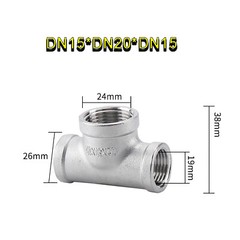 BSP Reducing Tee Female Thread Stainless Steel Pipe Fittings Adapter Connector