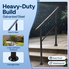 Vivohome 2-Pack Hand Rails For Outdoor Steps Galvanized Steel Railing Straight