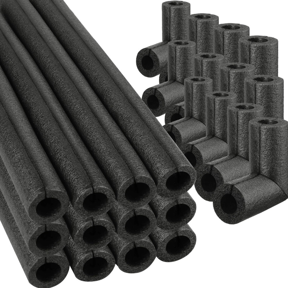 24 PACK 1.5″ Foam Elbow Pipe Insulation Tube Outdoor Wrap Black Cover Freeze