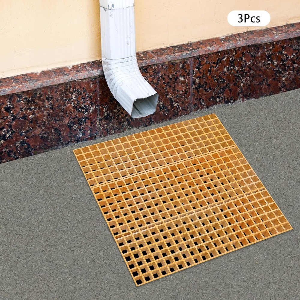 3PCS Fiberglass Drain Grate 1,100LBS Capacity Industrial Staircase Cover
